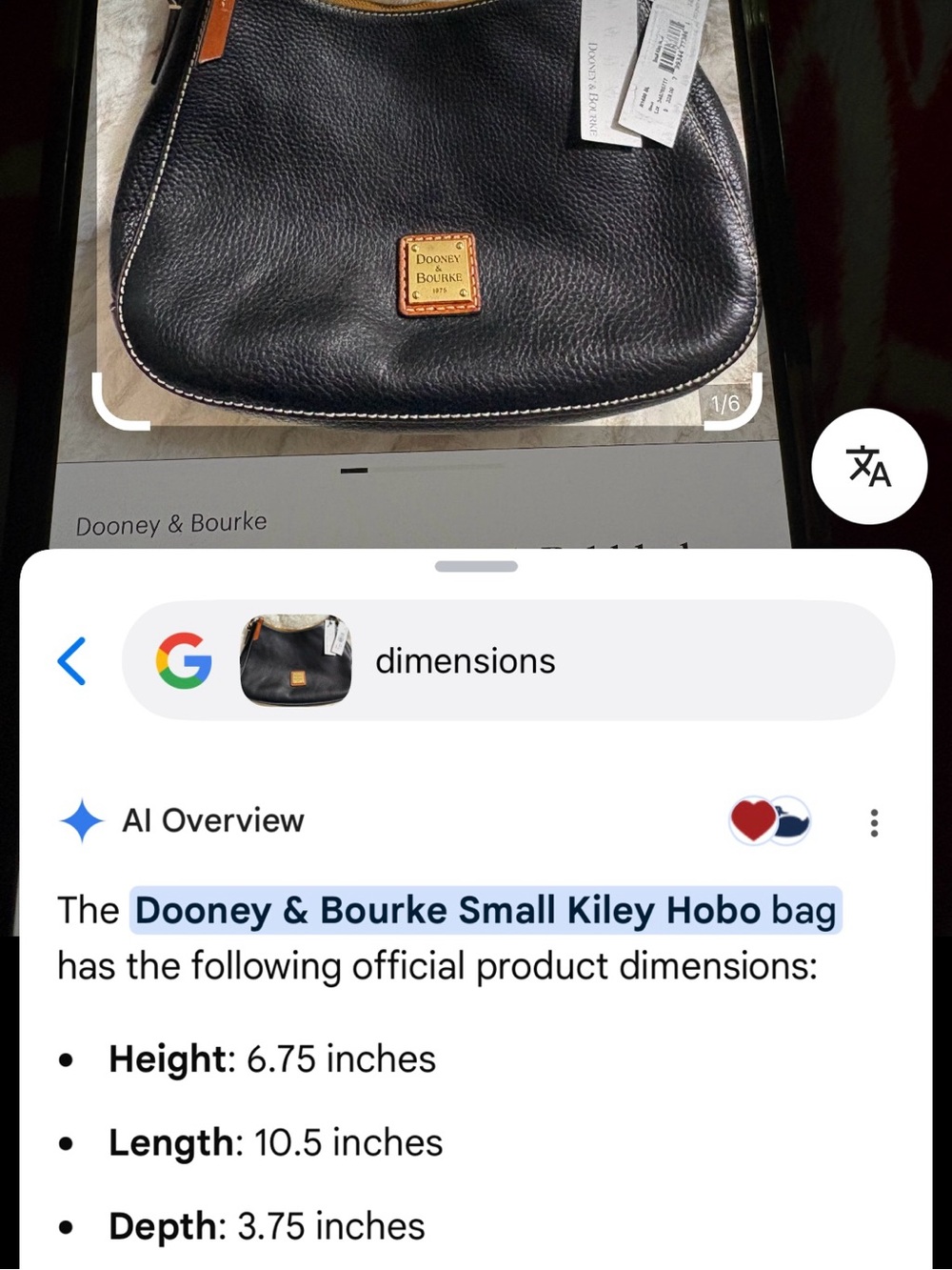Dooney & Bourke Black Pebbled Leather Shoulder Bag with Brown Trim - Picture 8 of 8